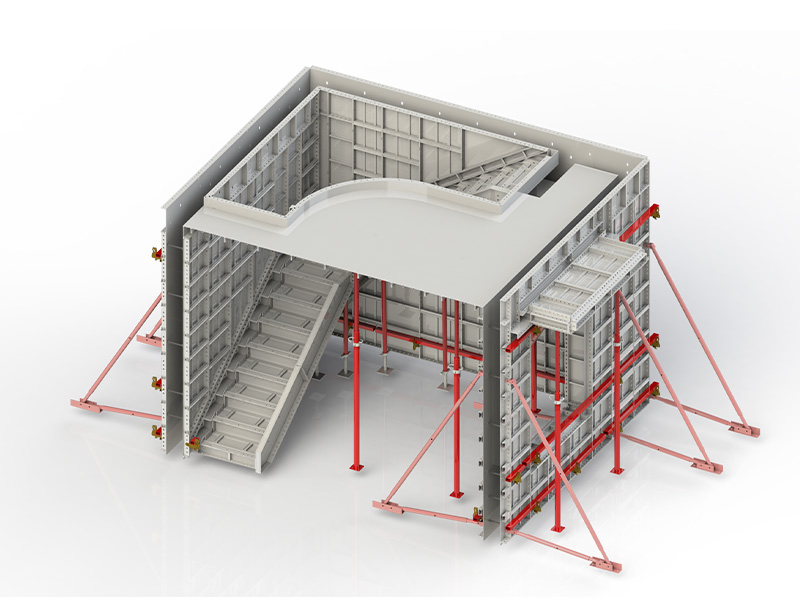 Sistema de encofrado de aluminio con tirantes planos