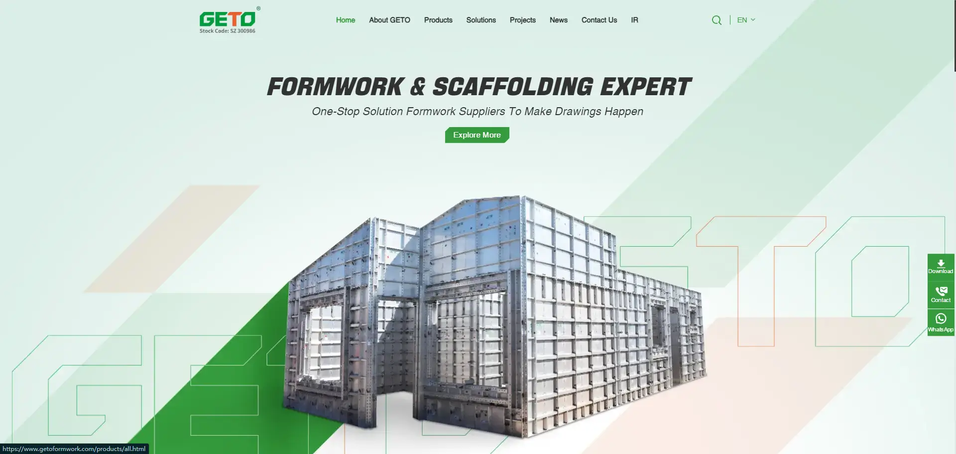 Fabricante de sistemas de encofrado de aluminio | GETO